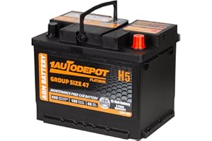 1AUTODEPOT BCI Group 47 Car Battery, 12V 60Ah Size H5 Automotive Battery Premium Maintenance Free AGM Batteries, 680CCA, 100RC