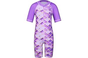 BAOHULU Girls One Piece Swimsuit with Matching Hairband UPF 50+ UV Long Sleeve Bathing Suit Zipper Beach Rashguard Swimwear
