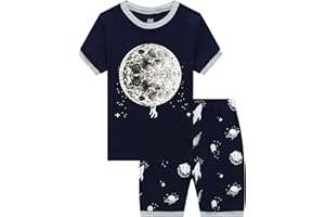 KikizYe Boys Short Sleeve Pajamas Kids Summer Pjs Children Pajamas