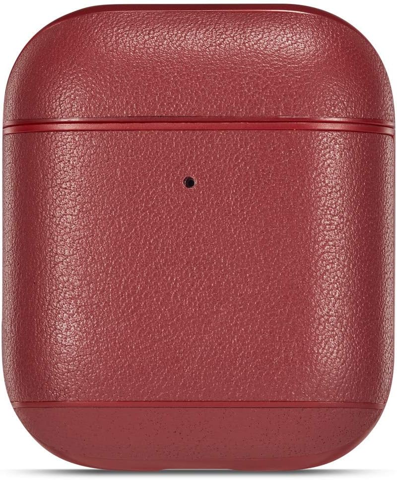 AirPods Case, AirPods Leather Case, Yoomer Genuine Leather Skin Portable Protective Shockproof Case Cover for Apple AirPods 1 & Airpods 2 [Supports Wireless Charging]