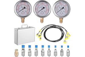 HOMAISSON Hydraulic Pressure Test Kit, 25/40/60 MPa 3PCS Pressure Gauges Kit for Natural Gas or LP Gas, Manifold Gas Pressure Test Kit, Universal Measurement, Hose Length 60 Inches