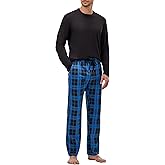 JMIERR Men's Pajamas Set 2 Piece Long Sleeve T-Shirt Loungewear Long Plaid Pants with Pocket