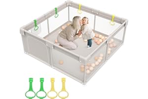 ZEEBABA Baby Playpen, Big Play Pen for Babies(59x59x27inch), Kids Safe Play Center for Babies and Toddlers, Baby Fence Gives Mommy a Break