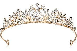 Vovii Tiaras for Princess Crown Headband Birthday Queen Rhinestone Shiny Gold Tiara Princess Decoration for Party, Birthday, Halloween, Photo, Gift, Christmas