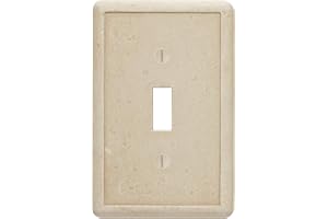 Questech Light Switch Cover, Single Toggle Wall Plate for Electrical Outlets, 1-Gang Single Switch Plates Standard Size Receptacle Cover, Decorative Tumbled Texture, Travertine