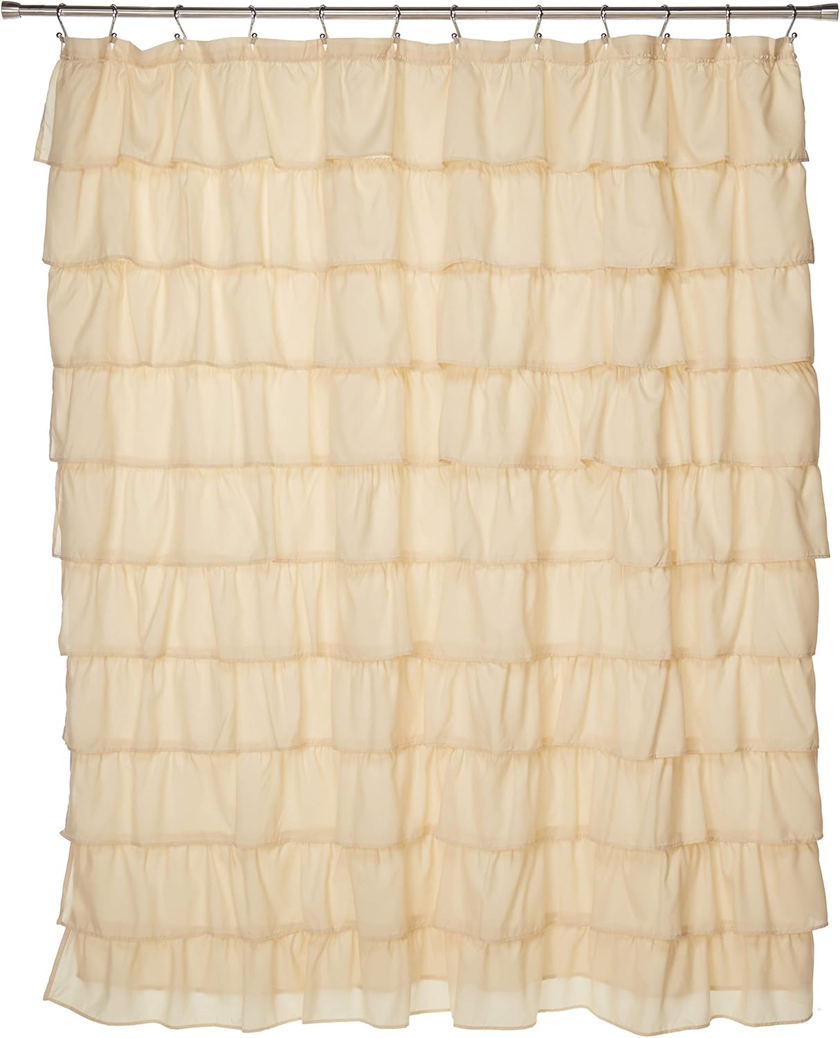 Amazon Com Spring Design Flamenco Ruffle Shower Curtain Ivory