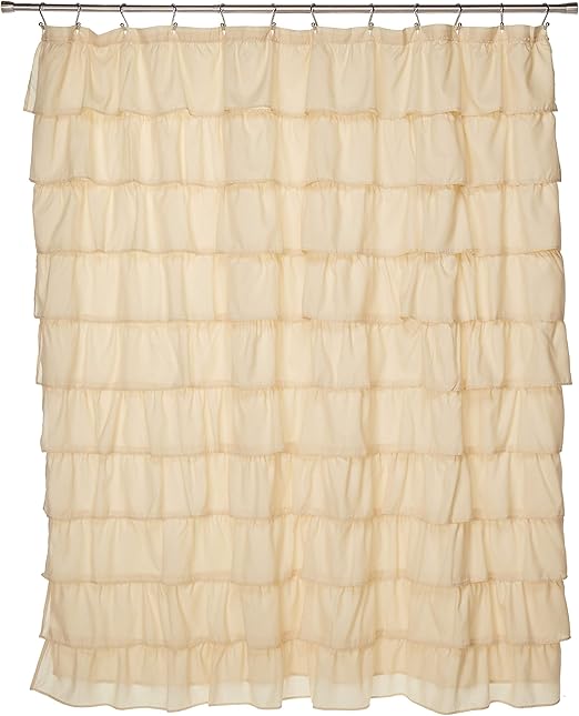 Amazon Com Spring Design Flamenco Ruffle Shower Curtain Ivory