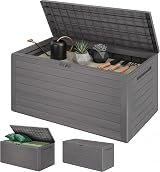 CASARIA 280L Waterproof Garden Storage Box Grey Plastic with Lid