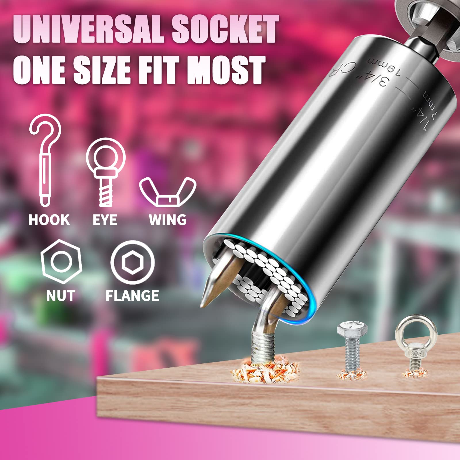 Pink 205-Piece Home Tool Set With 3.6V Electric Screwdriver, Universal Sockets, Storage Bag - Kit for Women, Gift, Home Repair, Dorm
