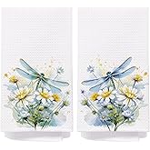 SPBL&L Dragonfly Gifts for Women,Dragonfly Decor Tea Kitchen Hand Towels for Bathroom, Vintage Floral Dish Towels, 16x24 Inches Set of 2