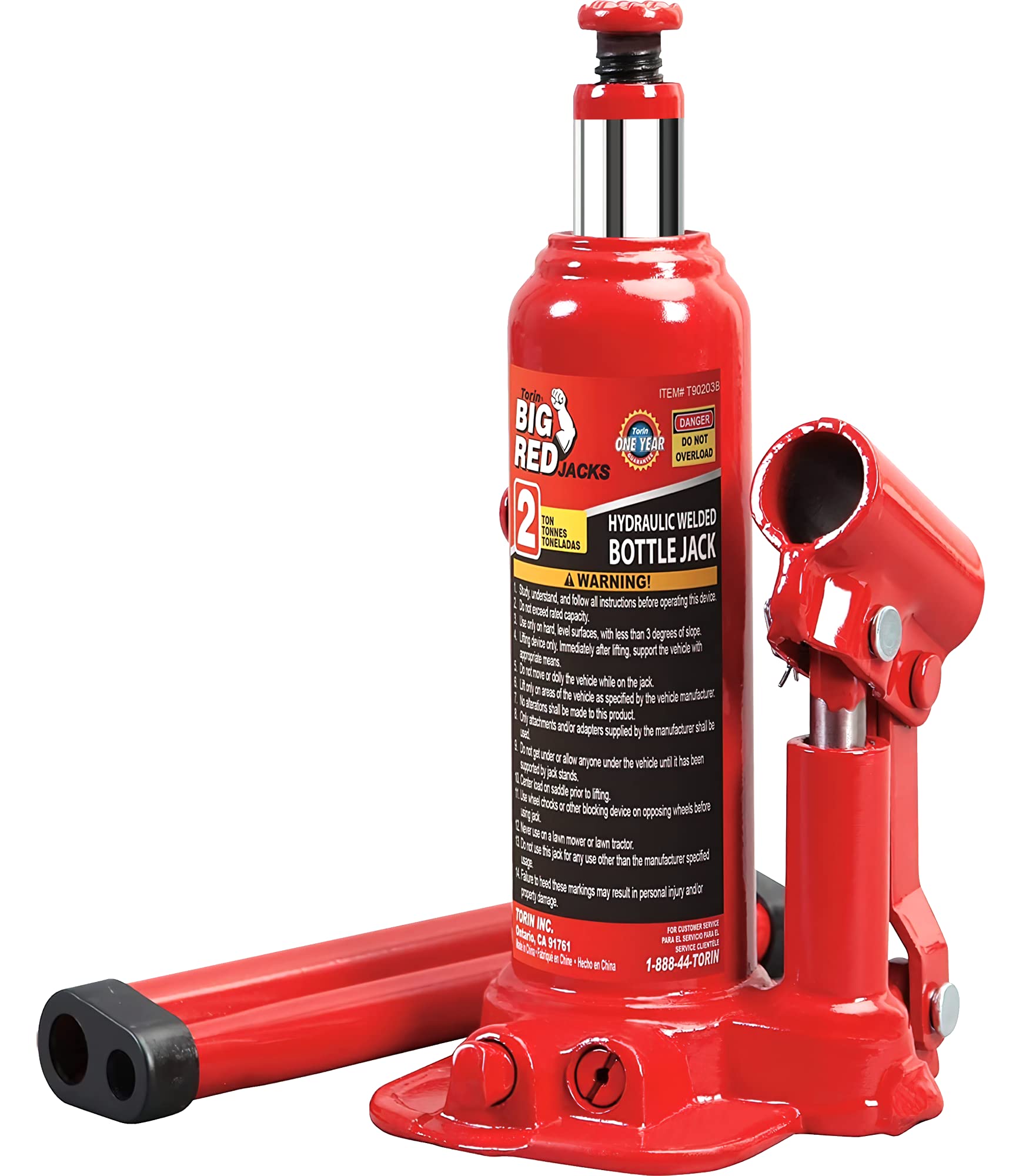 Photo 1 of BIG RED T90203B Torin Hydraulic Welded Bottle Jack, 2 Ton (4,000 lb) Capacity, Red