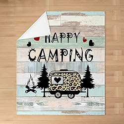Camper All Season,Bed Blanket Happy Camping Plush