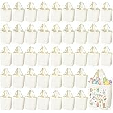 Amylove 12 Pcs Mini Tote Bag Sublimation Blank Canvas Tote Bags Reusable Grocery Luggage DIY Sack Goody for Party Even (6.5 x 6 Inch,Natural Color)