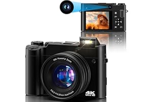 4K Digital Camera, 64MP Dual Cameras for Photography Autofocus Anti-Shake, Video Vlogging Camera for YouTube, Compact Travel 