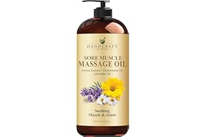 Handcraft Blends Sore Muscle Massage Oil 8 Fl Oz - Moisturizing Body Oil for Massage Therapy - Made with Arnica Extract, Chamomile, Lavender, Peppermint Oils