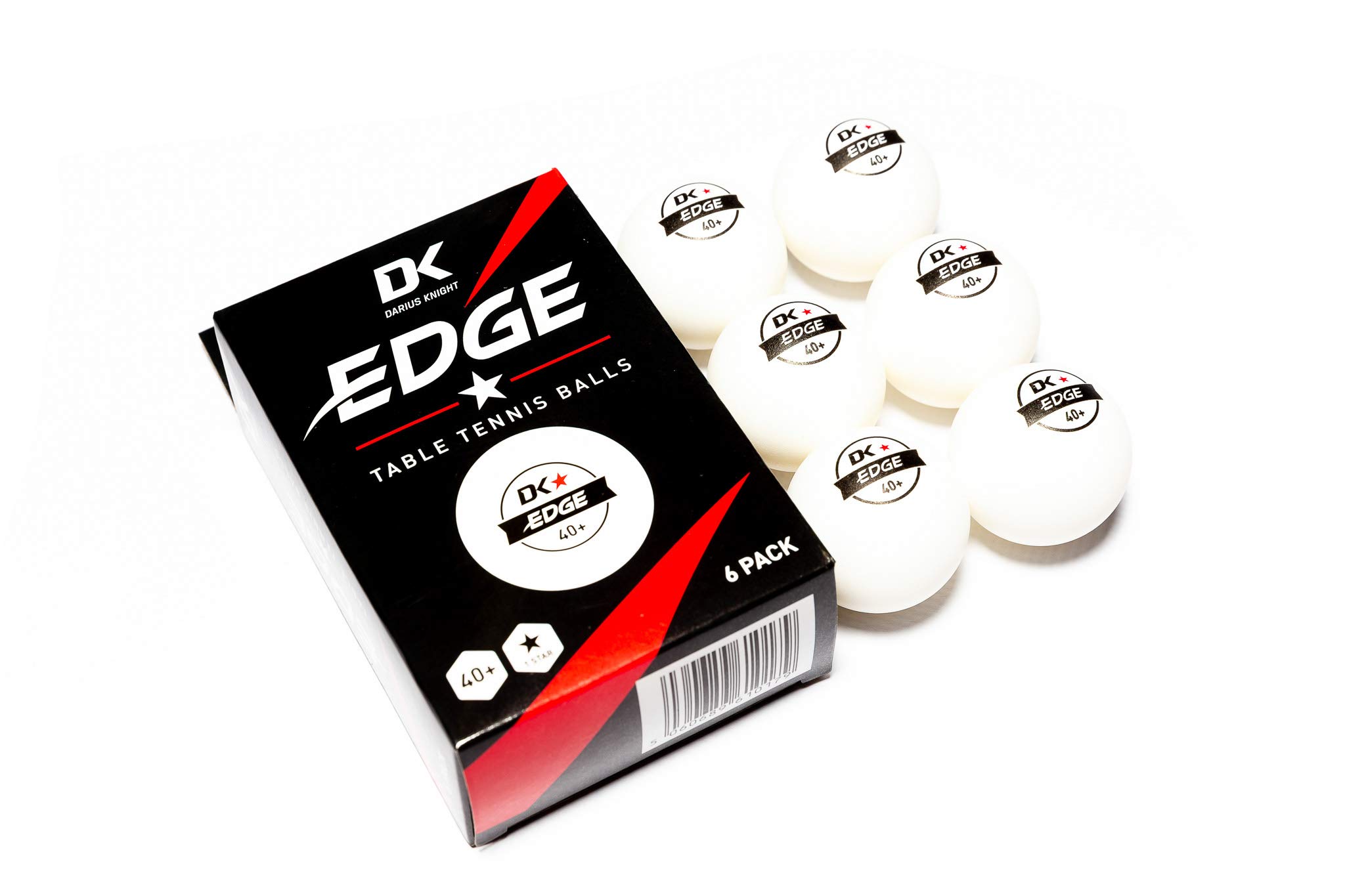 DARIUS KNIGHT DK Edge 40+ 1 Star Professional Table Tennis Balls - Pack of 6 - White - ITTF Standards Ping Pong Balls