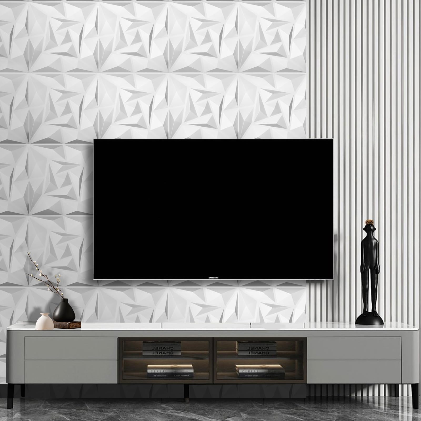 33 Pack 3D Wall Panels For Interior Wall Decor, Modern Diamond Wall ...