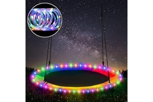 SUNY SMILING Saucer Swing LED Lights, 31 LEDs Rope Lights with Remote Control & 8 Lighting Modes Light Up Swing Battery Operated Waterproof Color Changing Outdoor LED String Lights for 40'' Saucer Tree Swing
