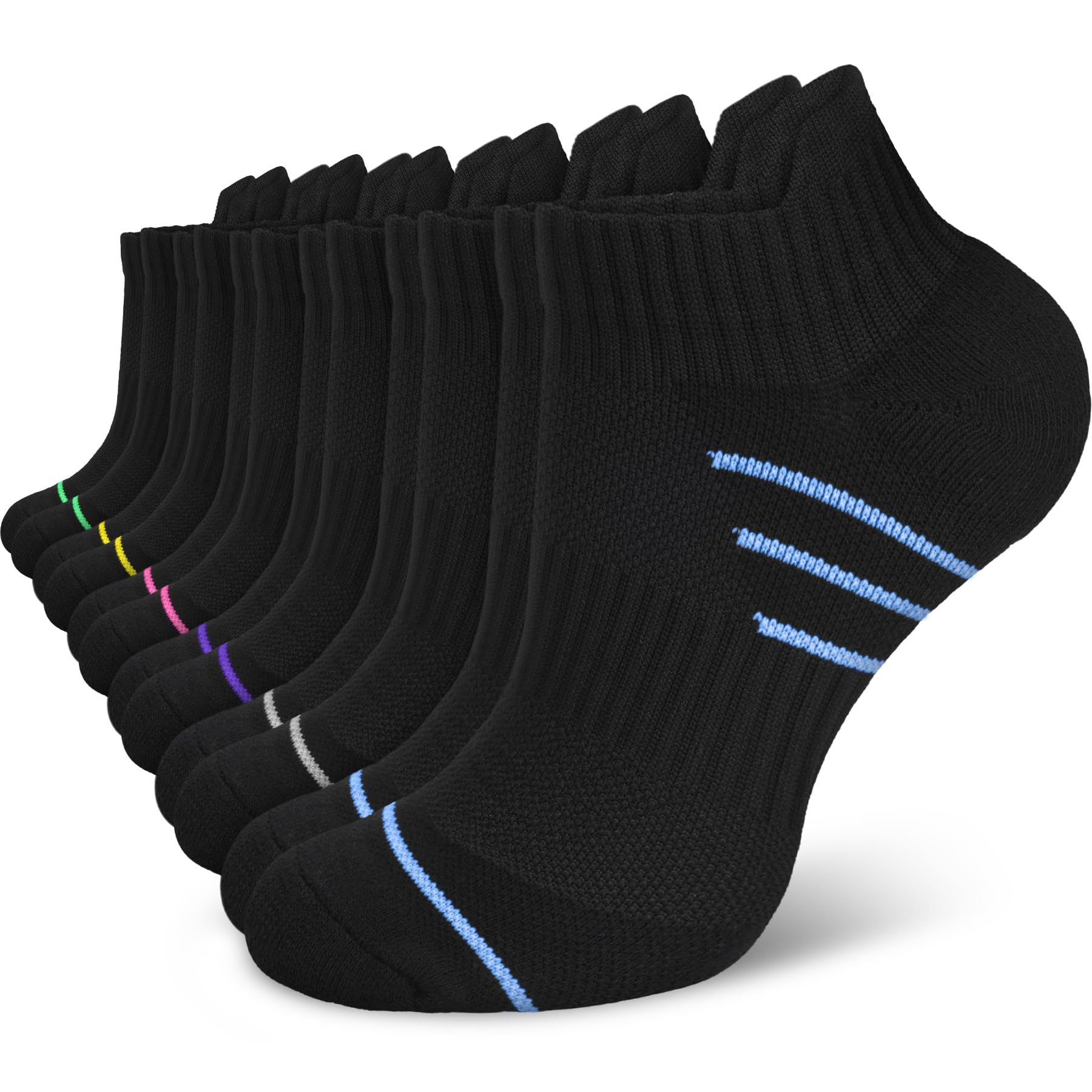 Black Ankle Compression Socks for Women, Low Cut Running Socks for Athletic Workout Cushion