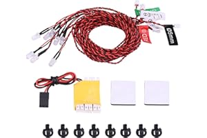 AKOZON Rc Plane Led Light Kit - 8 LED Lighting System Kit with Flashing Lights for RC Airplane and Helicopter