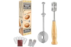 ZJlANKJ Bread Lame and Flour Duster Set, 304 Stainless Steel Bread Baking Supplies with Razor Blades & Leather Cover, Profess