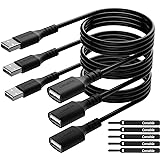 3 Pack USB Extension Cable 4 FT, USB 2.0 Type A Male to Female Extender Cord Adapter, Compatible with Printer, Keyboard, Mous
