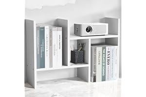 AIGOTSUKI Desktop Organizer for Office Desk Space, Adjustable Storage Desktop Shelf Organizer Rack Double H Plants Display Shelf True Natural Stand Shelf White