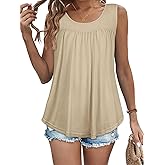 Womens Tank Tops Summer Sleeveless Blouse Crewneck Casual Loose Fit Tunic Shirt