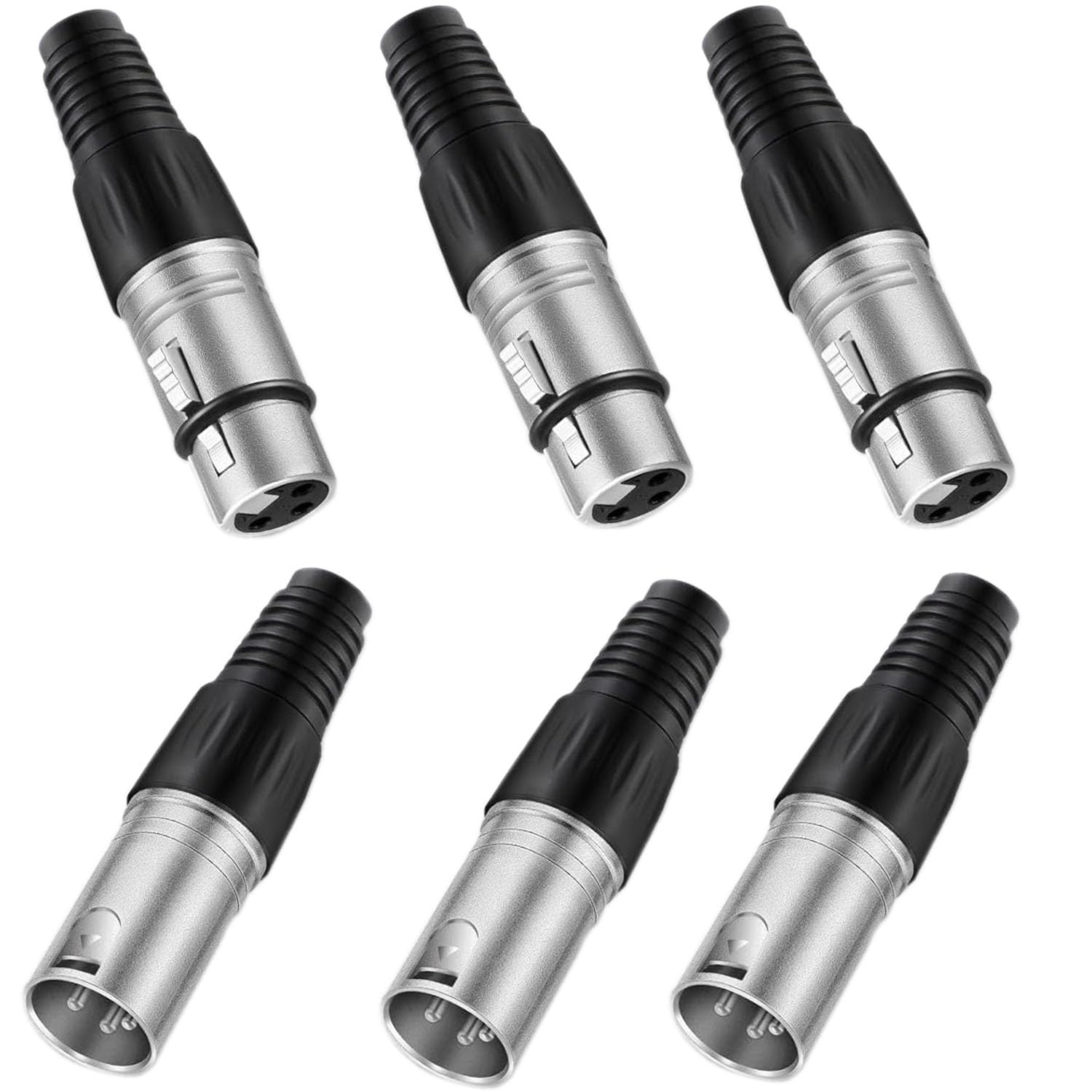 VISSQH 6pcs XLR Connectors, 3 Pin XLR Male-Female Panel Mount Connector for Microphone Speaker