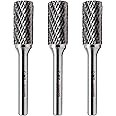SA-5 Tungsten Carbide Burr Cylinder Shape Double Cut Rotary Burr File(1/2” Cutter Dia X 1”Cutter Length) with 1/4'' Shank Dia