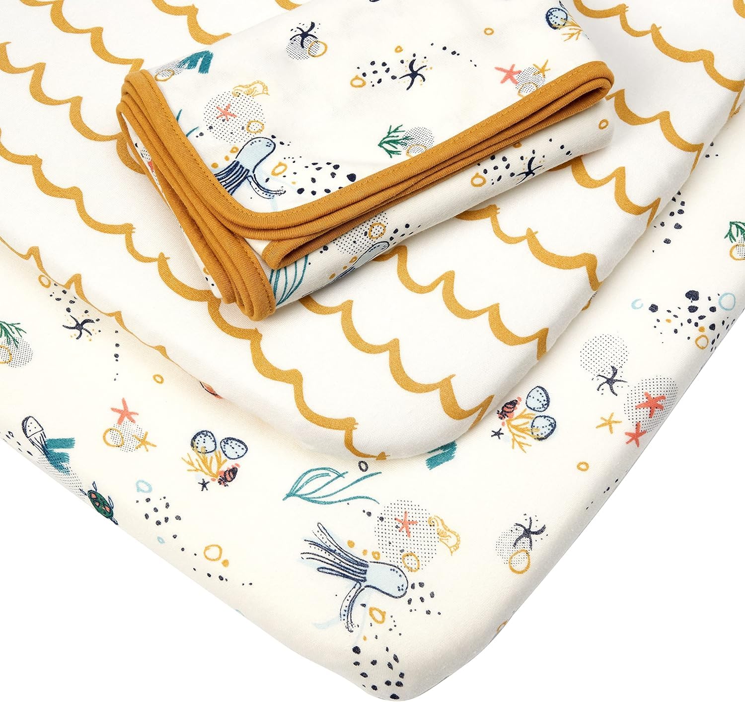 Tutti Bambini Bedside Crib Starter Pack | 2 Crib Fitted Sheets with an Interlock Coverlet, 100% Organic Cotton, Fits 53x80cm to 60x90cm Mattresses | Our Planet