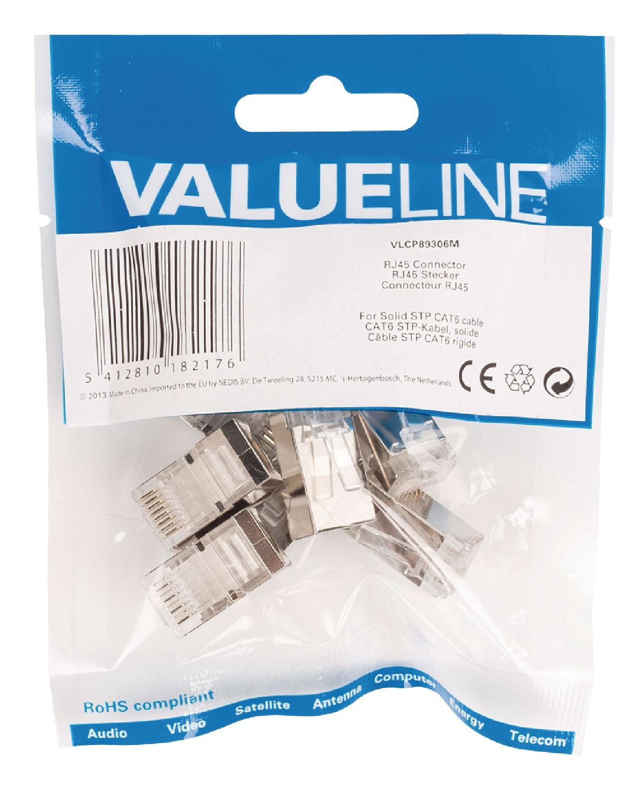 Valueline Nedis RJ45 Connectors for Solid STP CAT 6 Cable