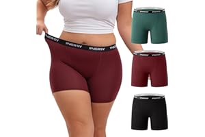 INNERSY Women's Plus Size Bamboo Boxer Briefs Soft Anti-Chafe Boy Shorts Underwear 3-Pack