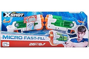 X-Shot Water Warfare Micro Fast-Fill Water Blaster (2 Pack) by ZURU with Struggle Free Packaging, Summer Watergun, XShot Water Toys, 2 Blasters Total, Fills with Water in just 1 Second! (2 Pack)