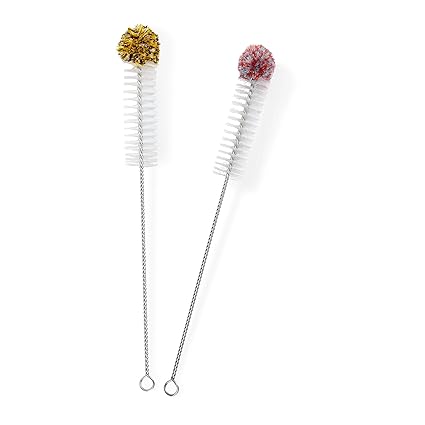 aquabook Flaschenbürste Bottle Brush dünn und lang Doppelpack I Reinigungsbürste, Gläserbürste, Reagenzglasbürste