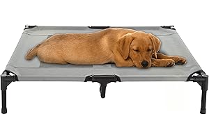 Elevated Dog Bed - 36x29.75-Inch Portable Pet Bed with Non-Slip Feet - Indoor/Outdoor Dog Cot or Puppy Mattress for Pets up to 80lbs by PETMAKER (Gray)