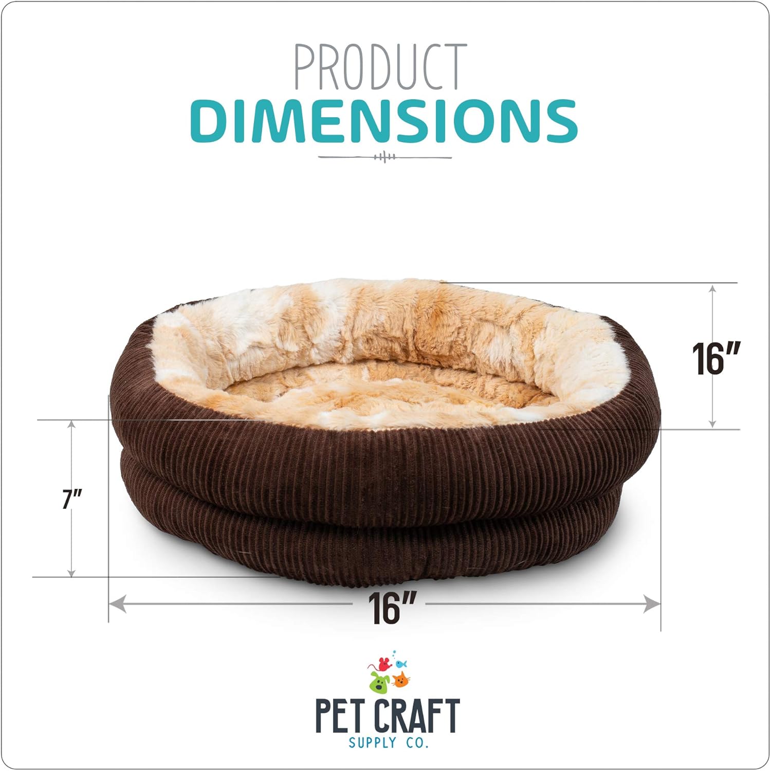 Pet Craft Supply Round Cat Bed - Cute and Comfortable Self Warming Plush Calming Cat Bed for Indoor Cats : Pet Supplies