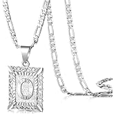 KissYan Initial Letter Pendant Necklace for Men Women, 14K Gold Plated Square Capital Monogram Necklace Alphabets from A-Z Fi