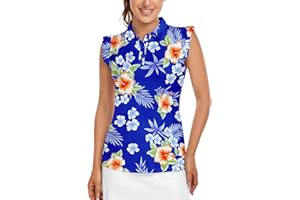 SONEVEN Womens Sleeveless Golf Shirt Ruffle Sleeve Polo Shirts Moisture Wicking Golf Apparel Tennis Shirts Golf Tank Tops