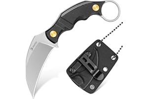 NedFoss VULTURE EDC Fixed Blade Knife with Kydex Sheath, 6cm 14C28N Steel Hunting Claw Knife with G10 Handle and Adjustable B