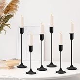 6 Pcs Black Candle Holders Set, Vintage Home Decor – Modern Taper Candlestick Holders for Wedding, Table Centerpieces – Great Gift for Housewarming, Birthday Parties, Wedding & Christmas Season