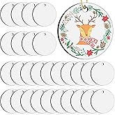 Billbotk 3" Sublimation Ornament Blanks, 30 Pieces Round Blank Sublimation Ornaments for Christmas Tree Décor, DIY Handmade Crafts(3 inches)