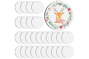 BILLBOTK 3" Round Sublimation Ornament Blanks, 30 Pieces - for Christmas Tree Decor and DIY Crafts (3 inches)