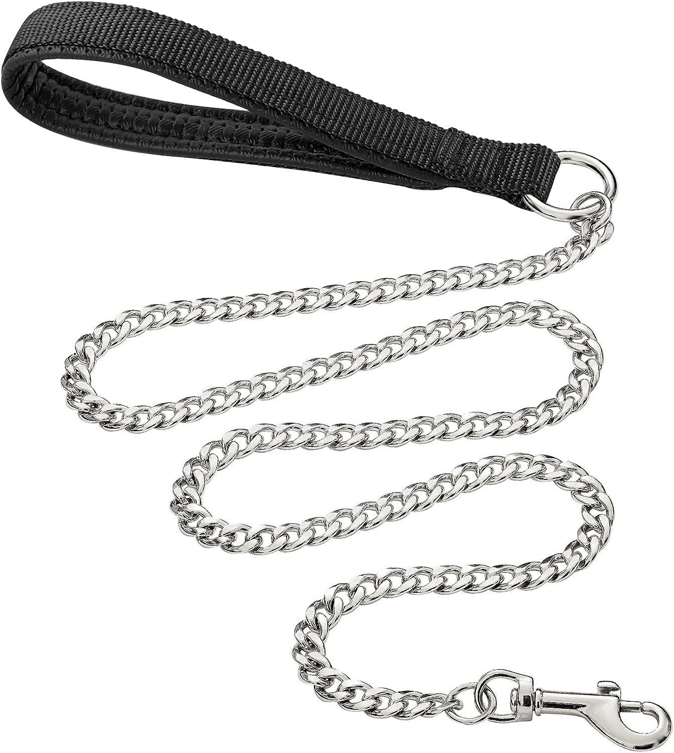 Heavy Duty Metal Dog Lead,180cm Chew Proof Pet Leash Chain with Soft Padded Handle for Large & Medium Size Dogs (150cm*3mm)