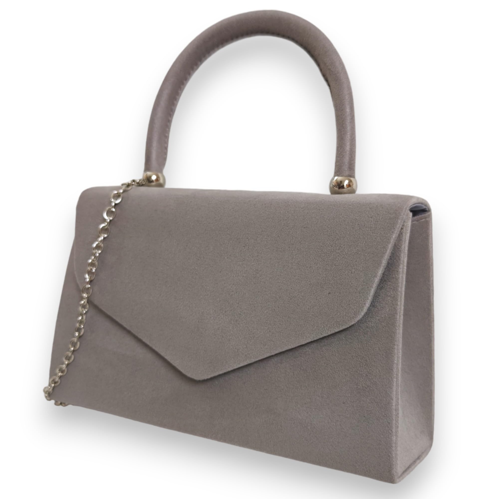 fi9® Retro Suede Tote Style Wedding Ladies Party Prom Evening Clutch Hand Bag Purse (Grey)