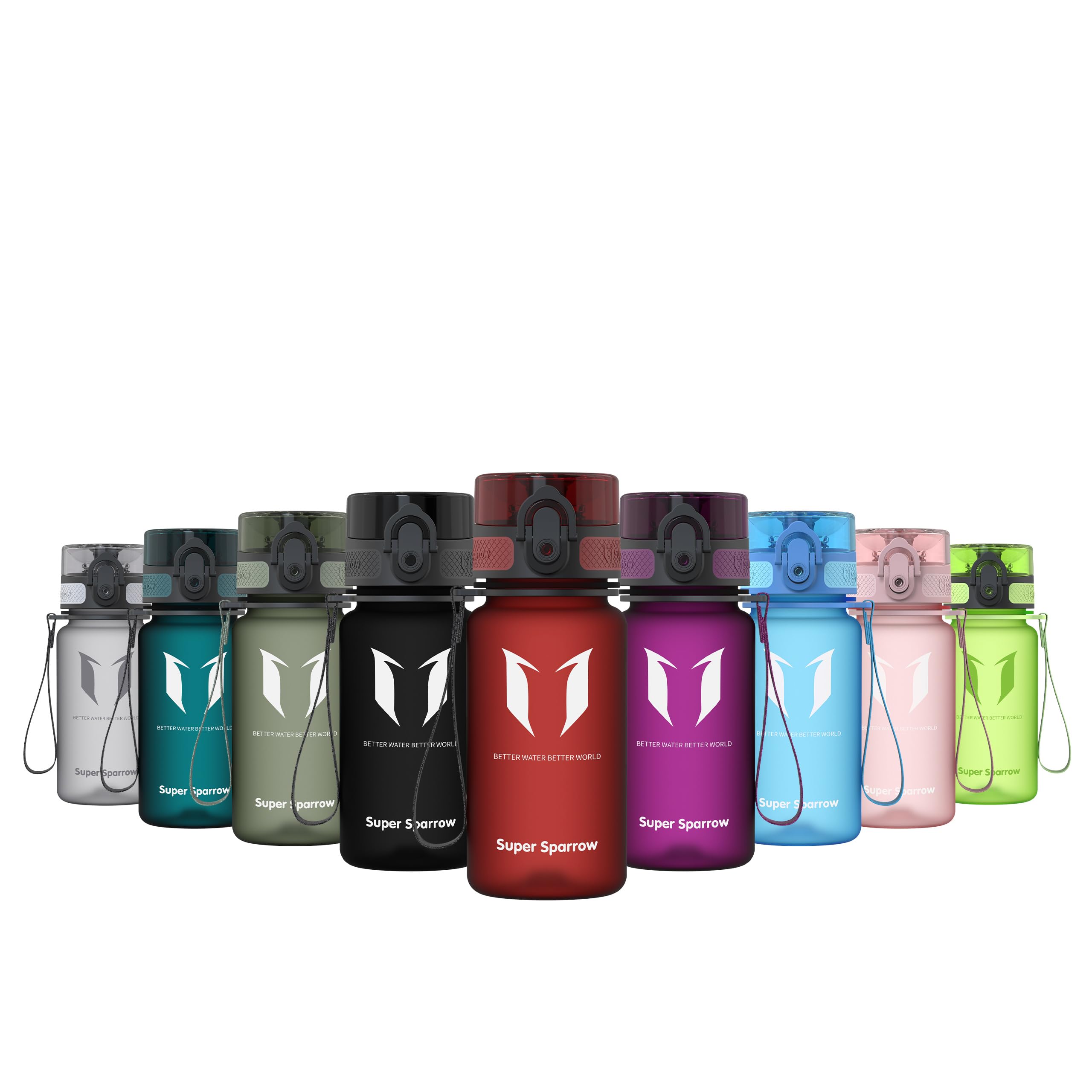 Super Sparrow Sports Water Bottle - 350ml - Non-Toxic BPA Free & Eco-Friendly Tritan Co-Polyester Plastic - For Running, Gym, Yoga, Outdoors and Camping