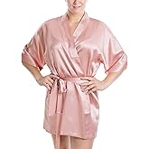 OSCAR ROSSA Women's Luxury Silk Sleepwear 100% Mulberry Silk Sexy Short Robe Kimono