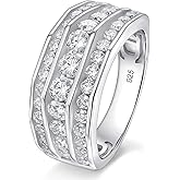 SHELOVES Moissanite Rings for Mens D Color VVS1 Wedding Band Engagement Ring Gifts For Him 925 Sterling Silver Size 8-13