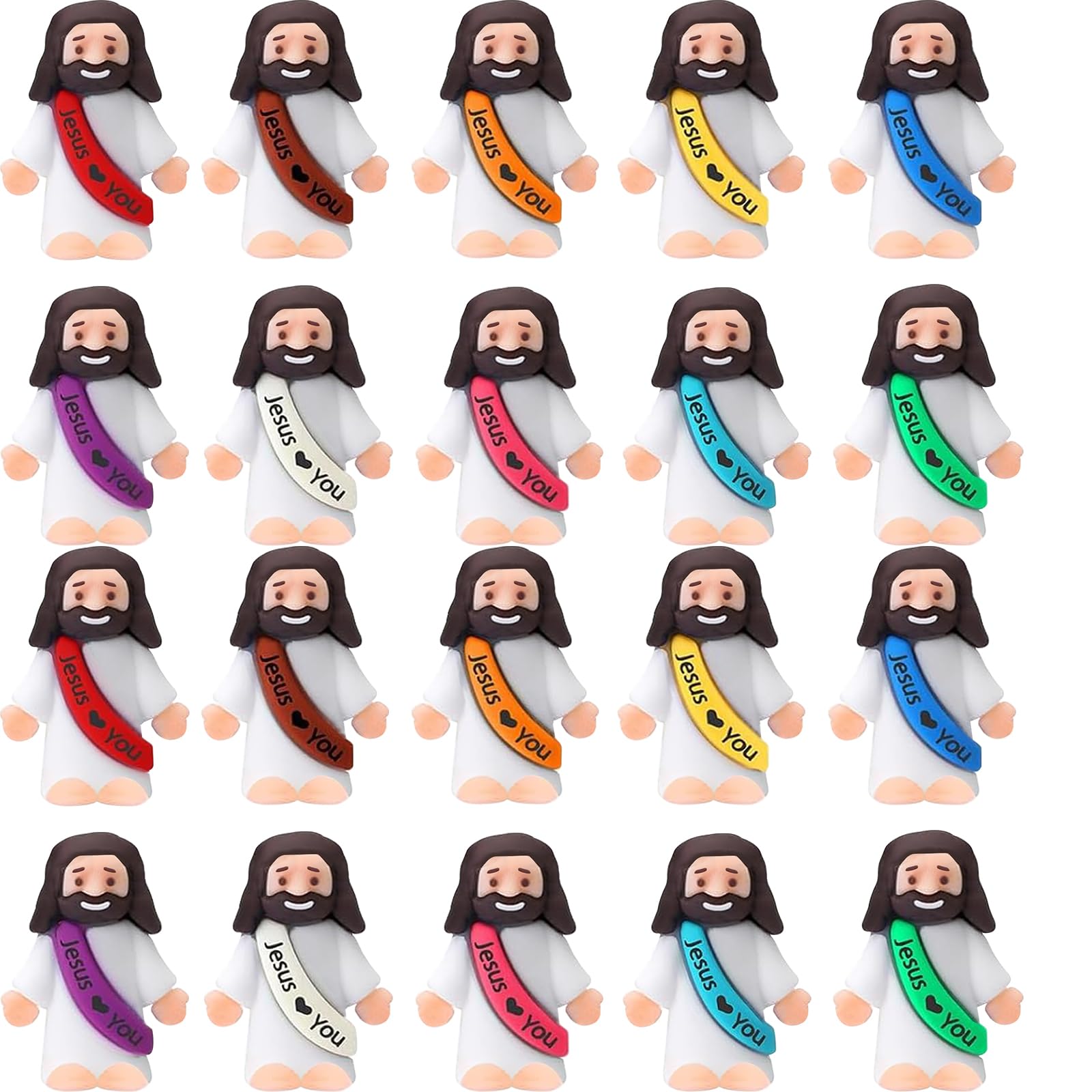 IEUHDKWL 40PCS Little Jesus Figures Mini Jesus Figures Hide and Seek Religious Party Favors Sunday School Easter Egg Stuffers