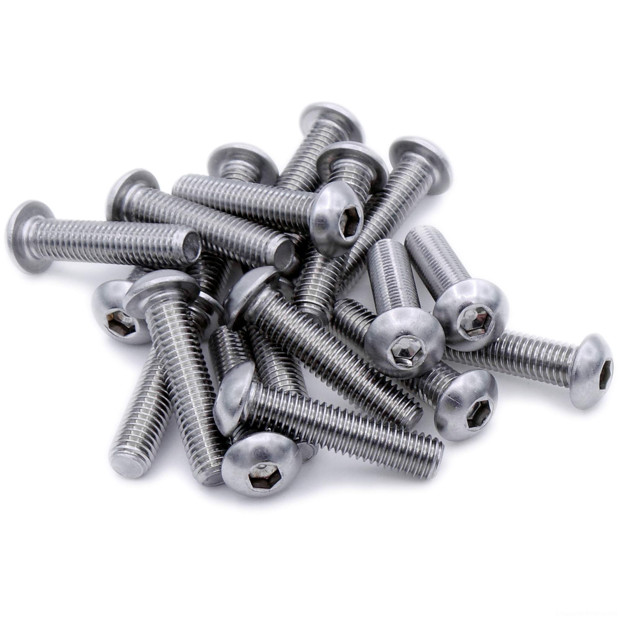 M6 (6mm x 25mm) Hex Socket Button Machine Screw (Bolt) - Stainless Steel (A2) (Pack of 20)